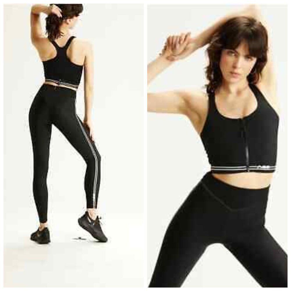Adam Selman Sport Women's ZIP-FRONT CORE CAMI Bra Racerback Tank Top XXS 105 BLK